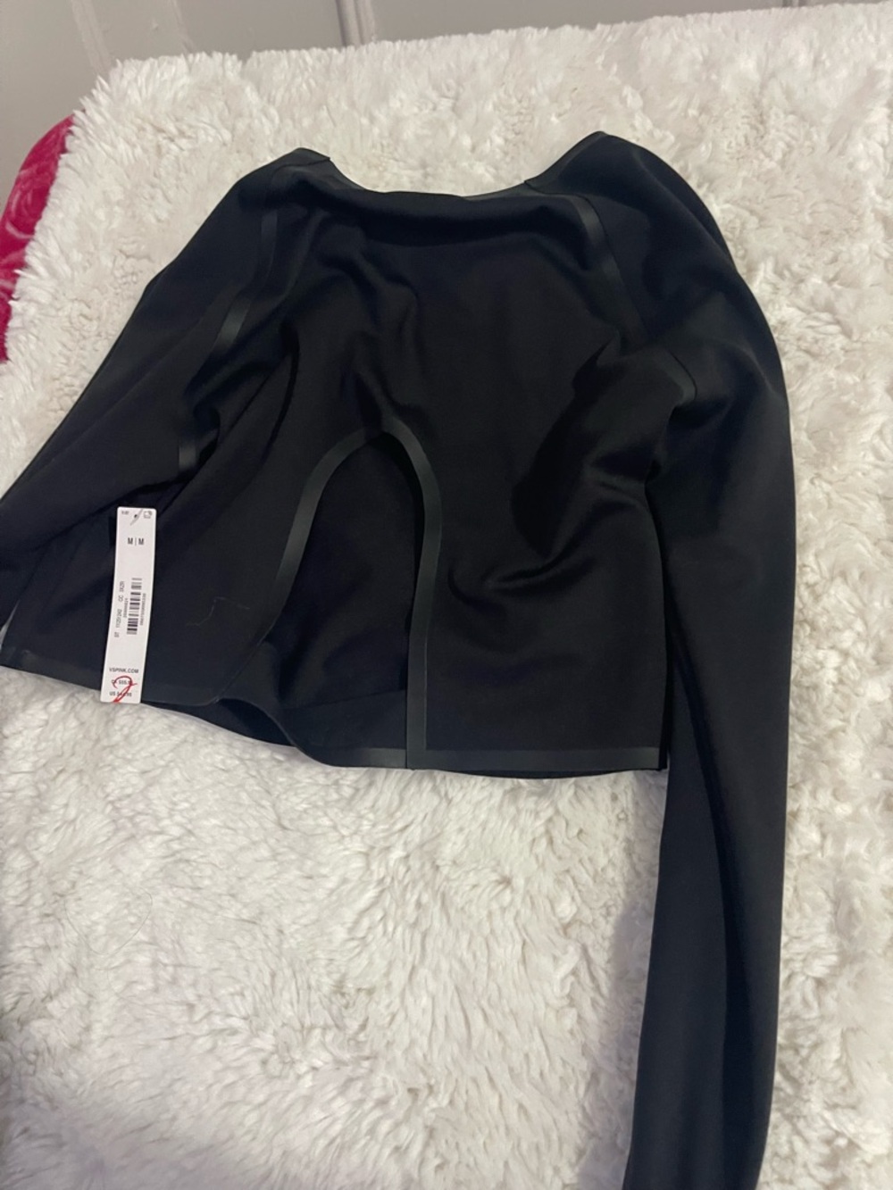 PINK Victoria's Secret Black Long-Sleeve Crop Top